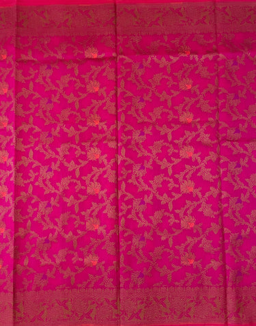 Handloom Tussar Silk Saree with Antique Zari | Magenta Pink | Handwoven | Silk Mark | Ships from California